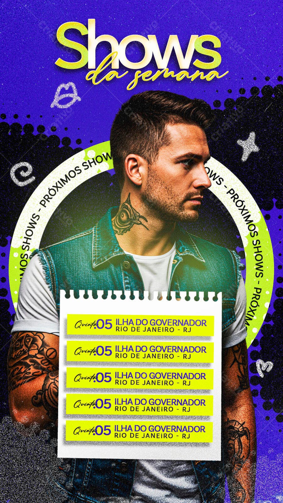 Flyer Shows Musicais Rio de Janeiro PSD Editável