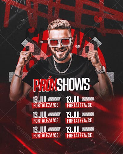 Flyer Agenda PróxShows Feed PSD Editável01