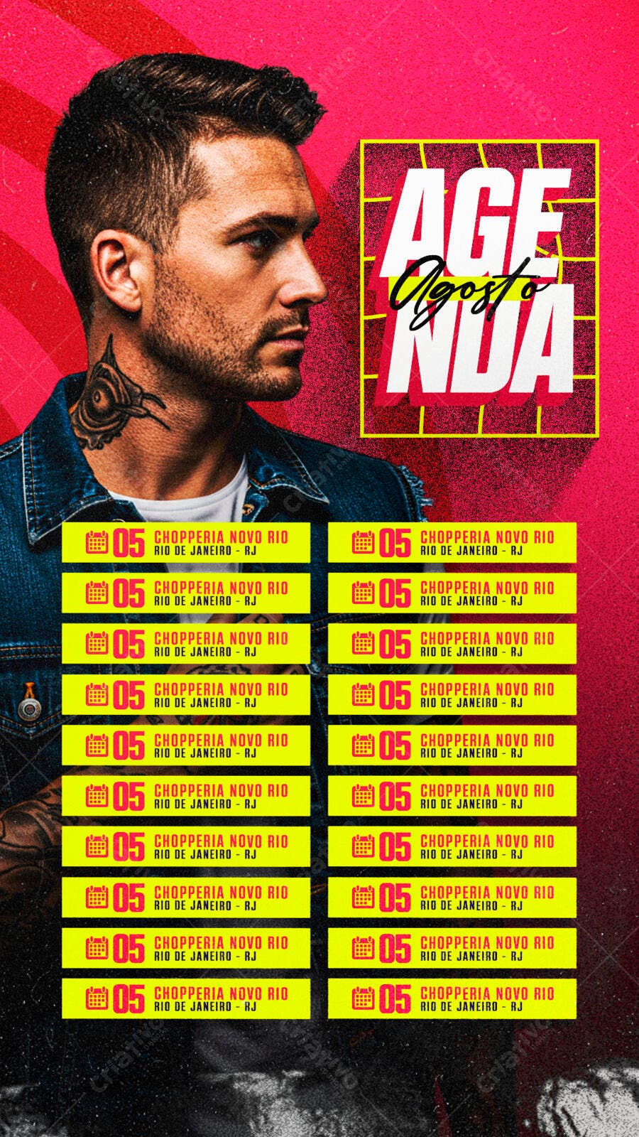 Flyer para Evento em Agosto na Chopperia Novo Rio PSD Editável