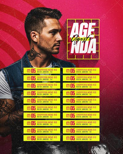 Flyer Agenda Agosto Feed PSD Editável01