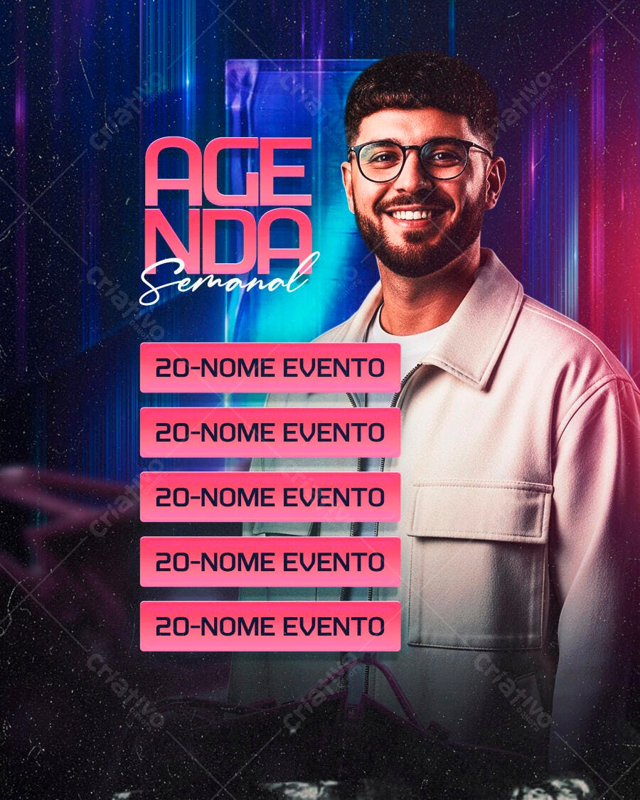 Agenda Semanal para Evento PSD Editável