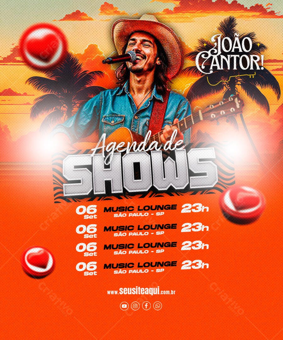 Flyer para Show João Cantor PSD Editável