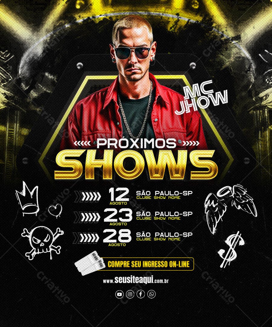 Flyer Shows MC Jhow Agosto PSD Editável