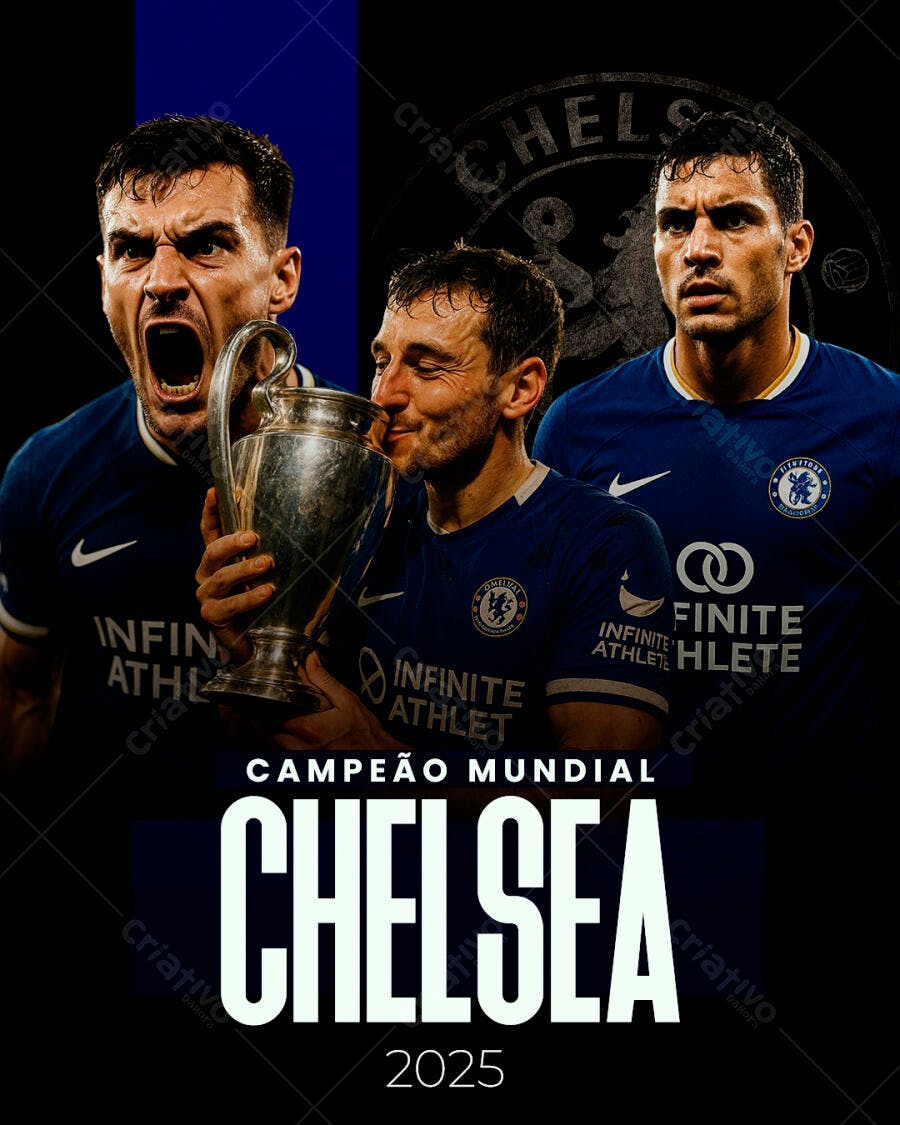 Poster Chelsea Campeão Mundial 2025 PSD Editável