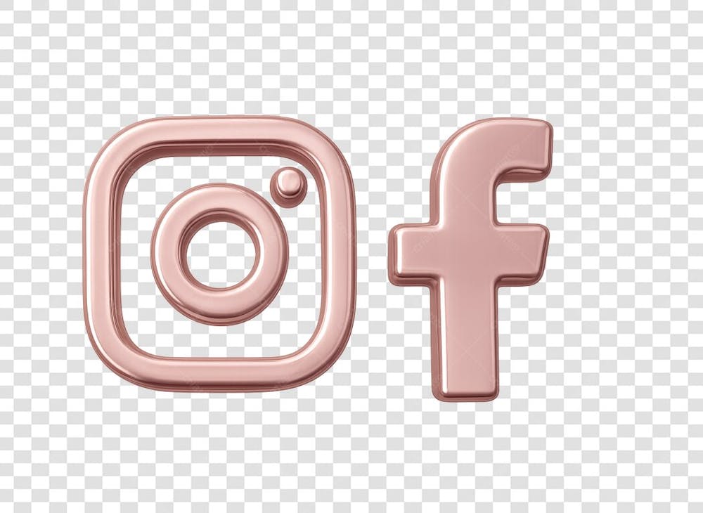 IMAGEM DA LOGO DO INSTAGRAM JUNTO COM A DO FACEBOOK NO ESTILO 3D ESTILO METÁLICO DA COR PINK BEM FEMININO PADRÃO PORÉM COM FUNDO TRANSPARENTE ESTILO PNG  GRATIS