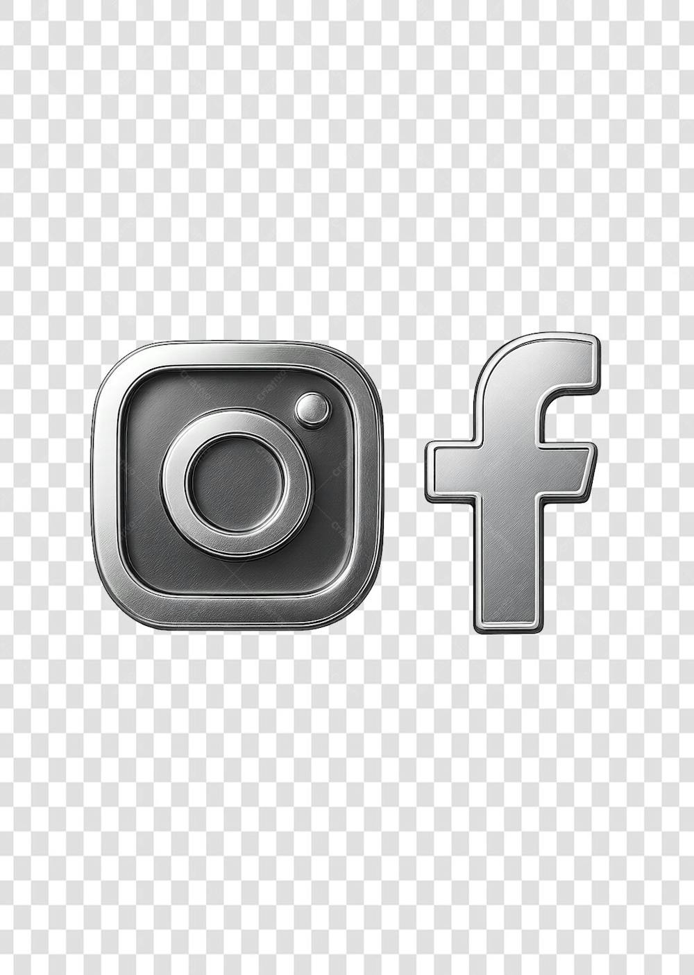 LOGO 3D FACEBOOK E INSTAGRAM METÁLICO EM PNG  GRATIS 