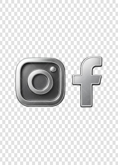 LOGO 3D FACEBOOK E INSTAGRAM METÁLICO EM PNG  GRATIS 