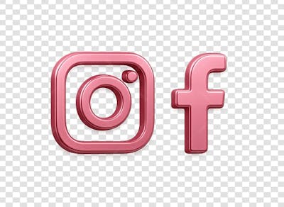 IMAGEM DA LOGO DO INSTAGRAM JUNTO COM A DO FACEBOOK NO ESTILO 3D ESTILO METÁLICO DA COR PINK BEM FEMININO PADRÃO PORÉM COM FUNDO TRANSPARENTE ESTILO PNG  GRATIS