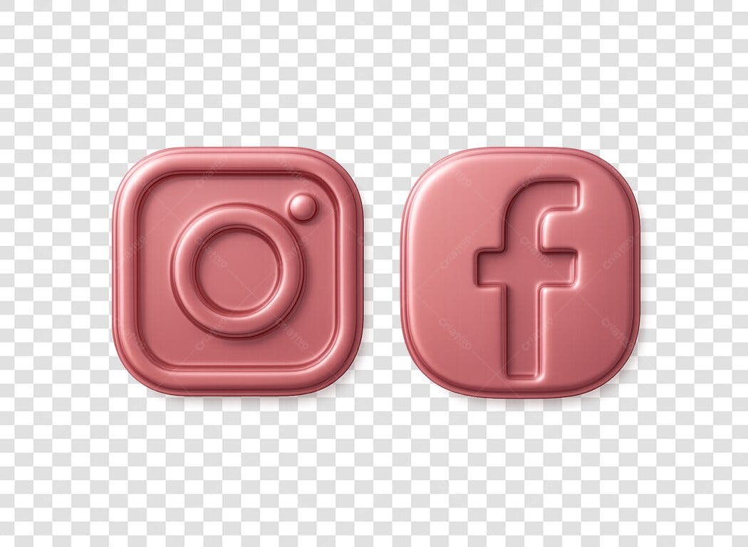 Ícones Instagram e Facebook Rosa PNG com fundo transparente