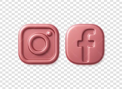 IMAGEM DA LOGO DO INSTAGRAM JUNTO COM A DO FACEBOOK NO ESTILO 3D ESTILO METÁLICO DA COR PINK BEM FEMININO PADRÃO PORÉM COM FUNDO TRANSPARENTE ESTILO PNG  GRATIS