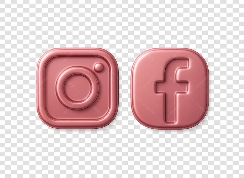 IMAGEM DA LOGO DO INSTAGRAM JUNTO COM A DO FACEBOOK NO ESTILO 3D ESTILO METÁLICO DA COR PINK BEM FEMININO PADRÃO PORÉM COM FUNDO TRANSPARENTE ESTILO PNG  GRATIS