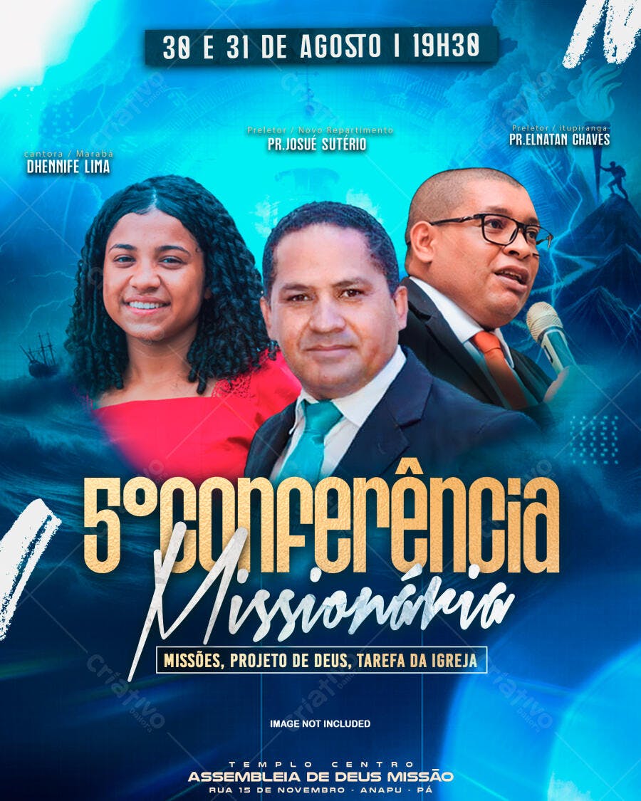 Flyer 5° Conferência Missionária 30 e 31 de Agosto PSD Editável