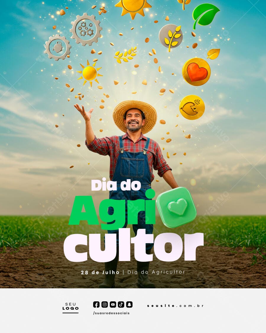 Flyer Dia do Agricultor 28 de Julho PSD Editável