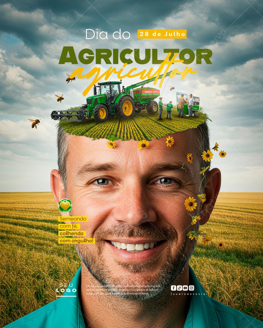 Flyer Dia do Agricultor 28 de Julho PSD Editável