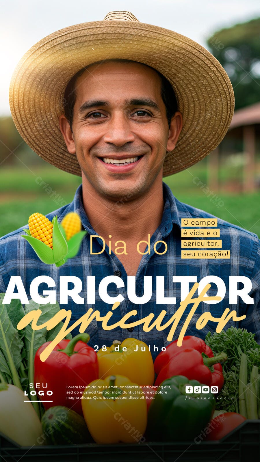 Flyer Dia do Agricultor 28 de Julho PSD Editável
