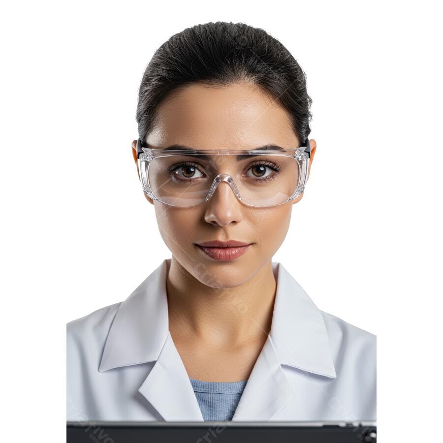 Cientista mulher usando óculos de proteção