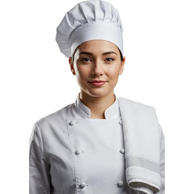 Uma chefe de cozinha em close-up
