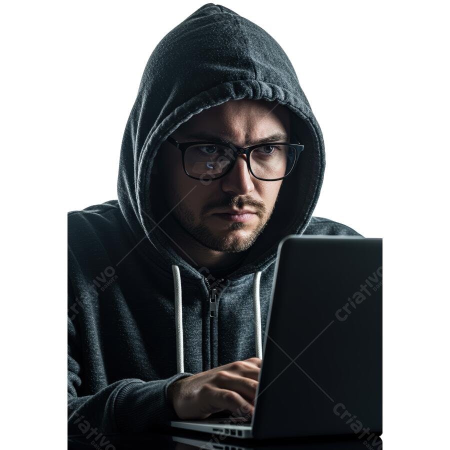 Homem com capuz usando laptop
