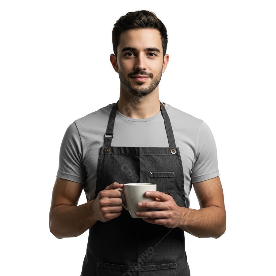 Barista segurando xícara de café