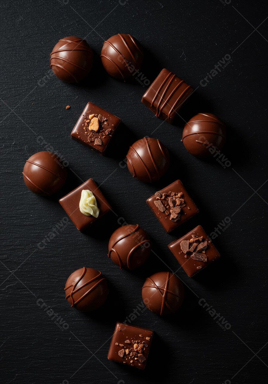 Bombons de chocolate escuros variados