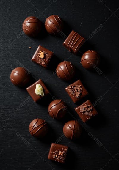 Bombons de chocolate sobre fundo escuro (2)