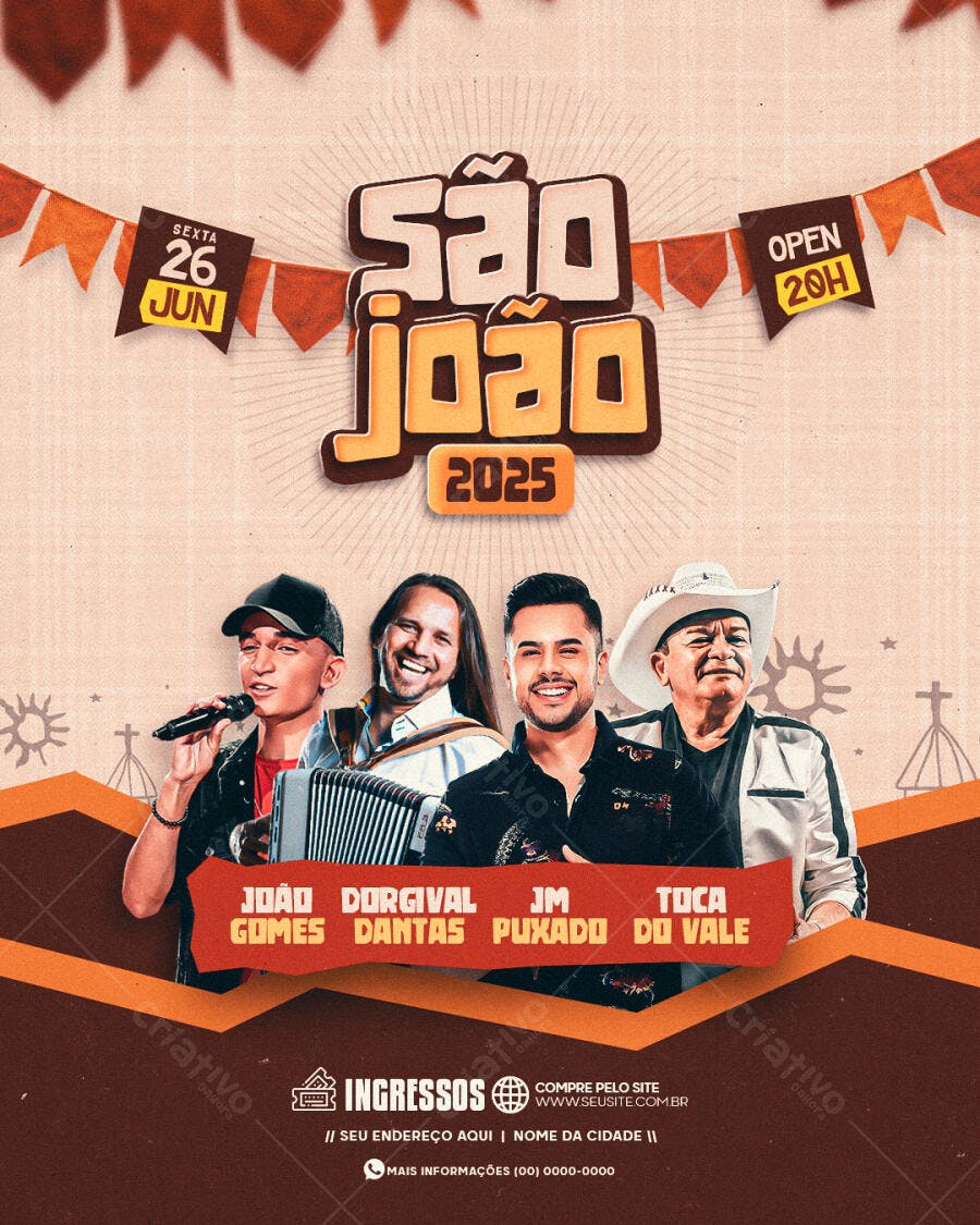 Flyer Festa Junina 2025 PSD Editável
