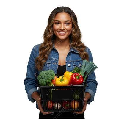 Mulher segurando cesta de legumes e verduras (3)