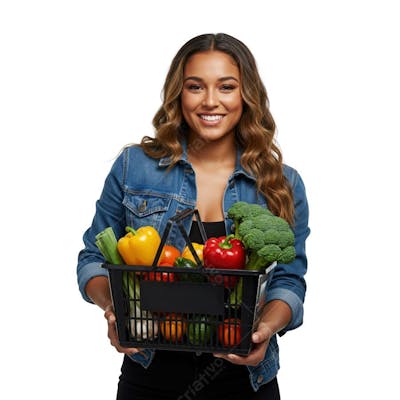 Mulher segurando cesta de legumes e verduras (1)