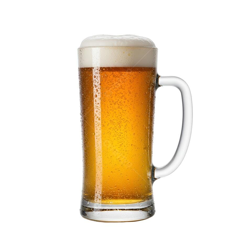 Caneca de cerveja gelada com espuma