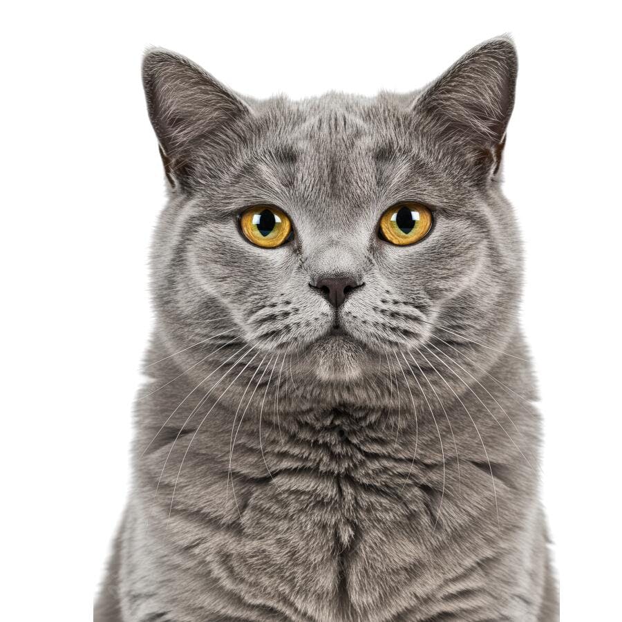 Gato Cinza Olhos Amarelos Close Up