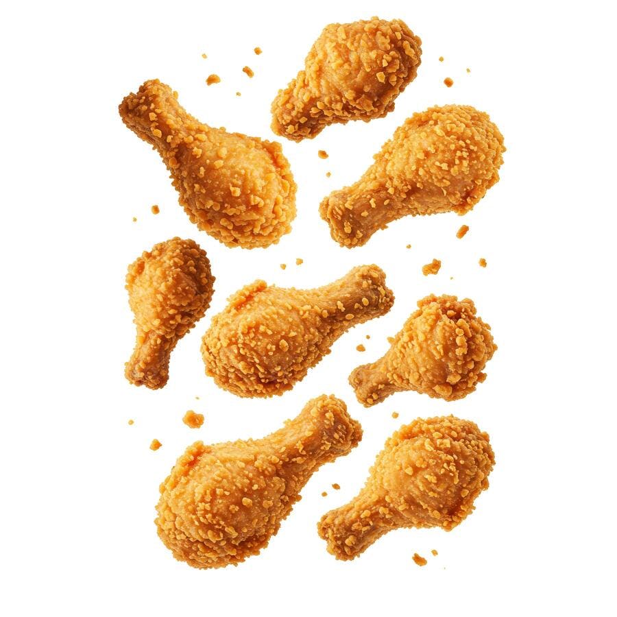 Coxinhas de frango crocantes em queda