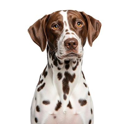 Cachorro de pelagem branca com manchas marrons