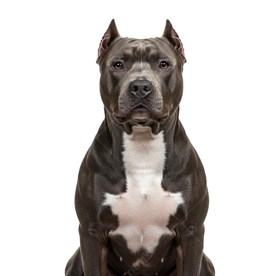 Pitbull Americano Sentado fundo branco