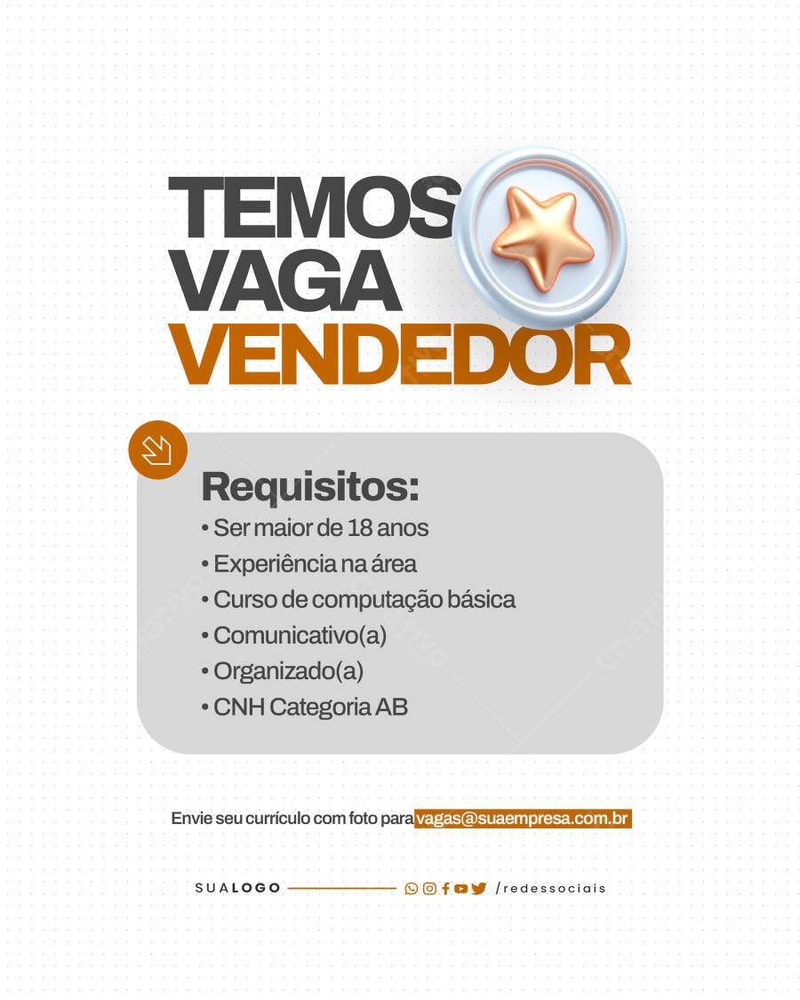 Postagem Vaga Emprego PSD Editável
