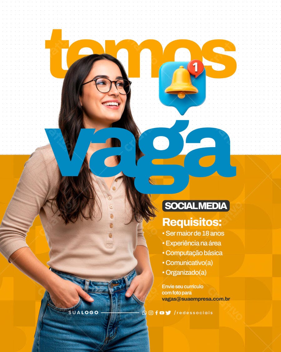 Flyer Vaga Social Media PSD Editável