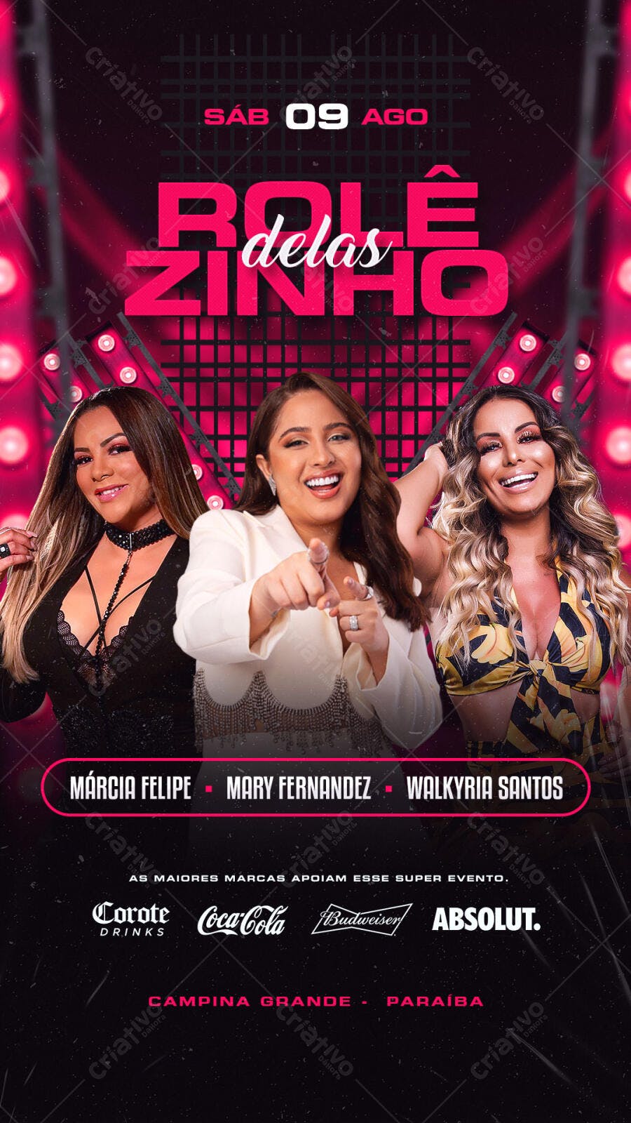 Flyer para Show Rolêzinho Delas PSD Editável Stories