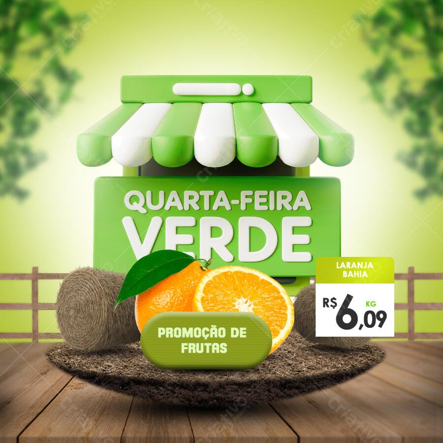 Flyer Quarta-feira Verde PSD Editável