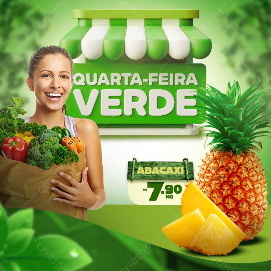 Flyer Quarta-feira Verde PSD Editável