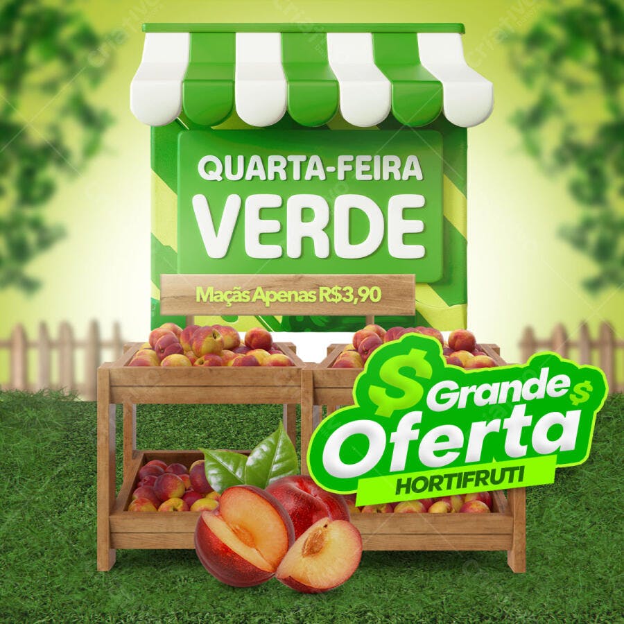 Flyer Hortifruti Quarta-Verde PSD Editável