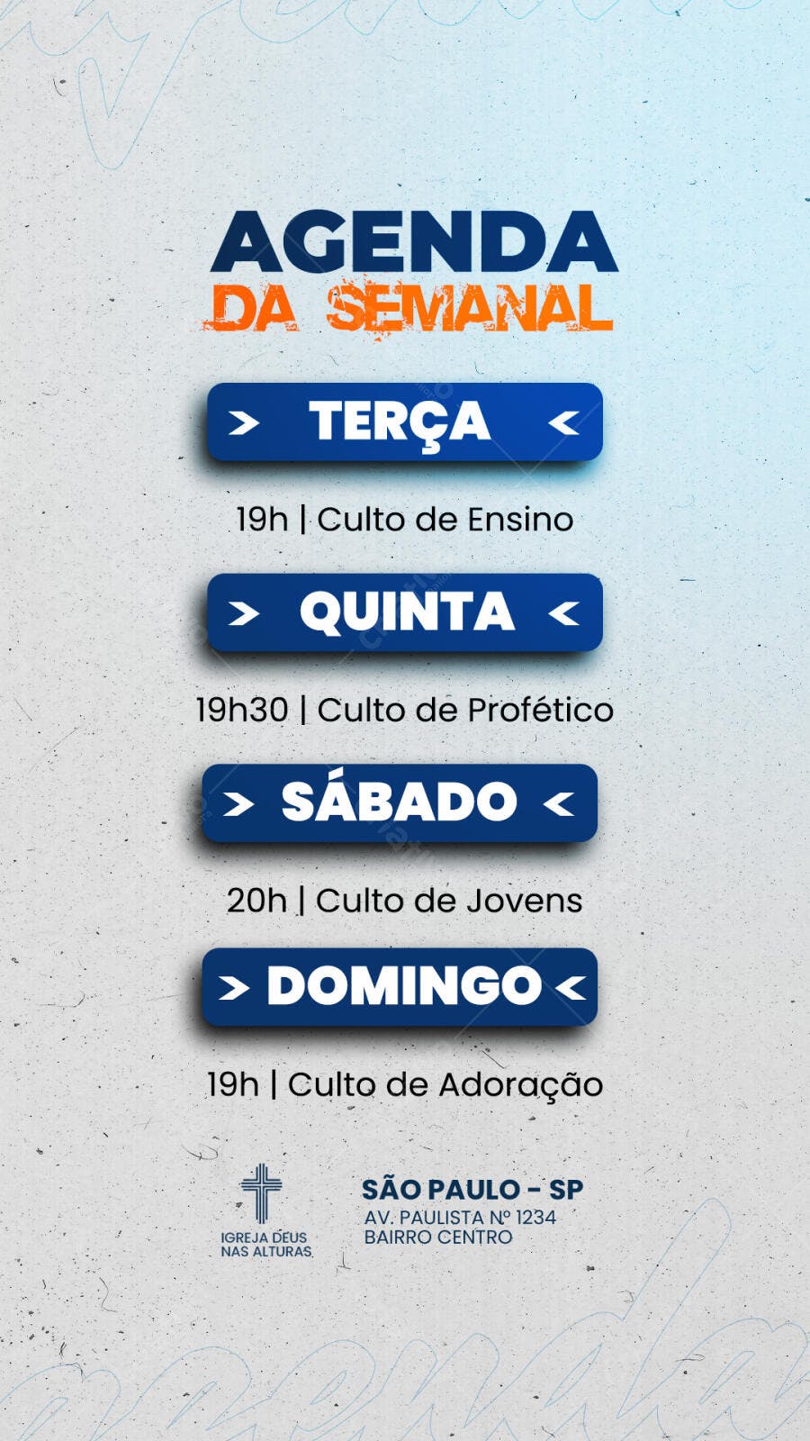 Agenda Semanal Igreja PSD Editável