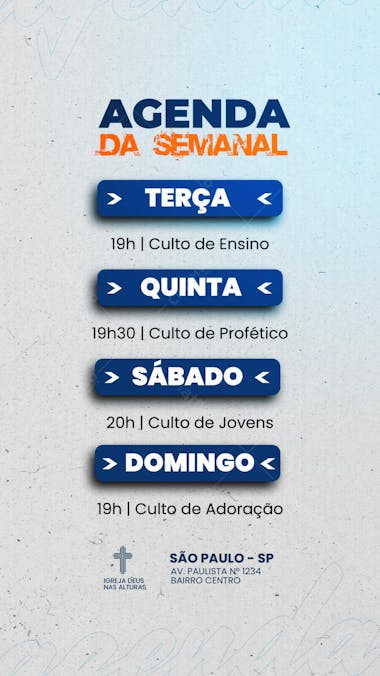 agenda semanal culto da igreja - 02