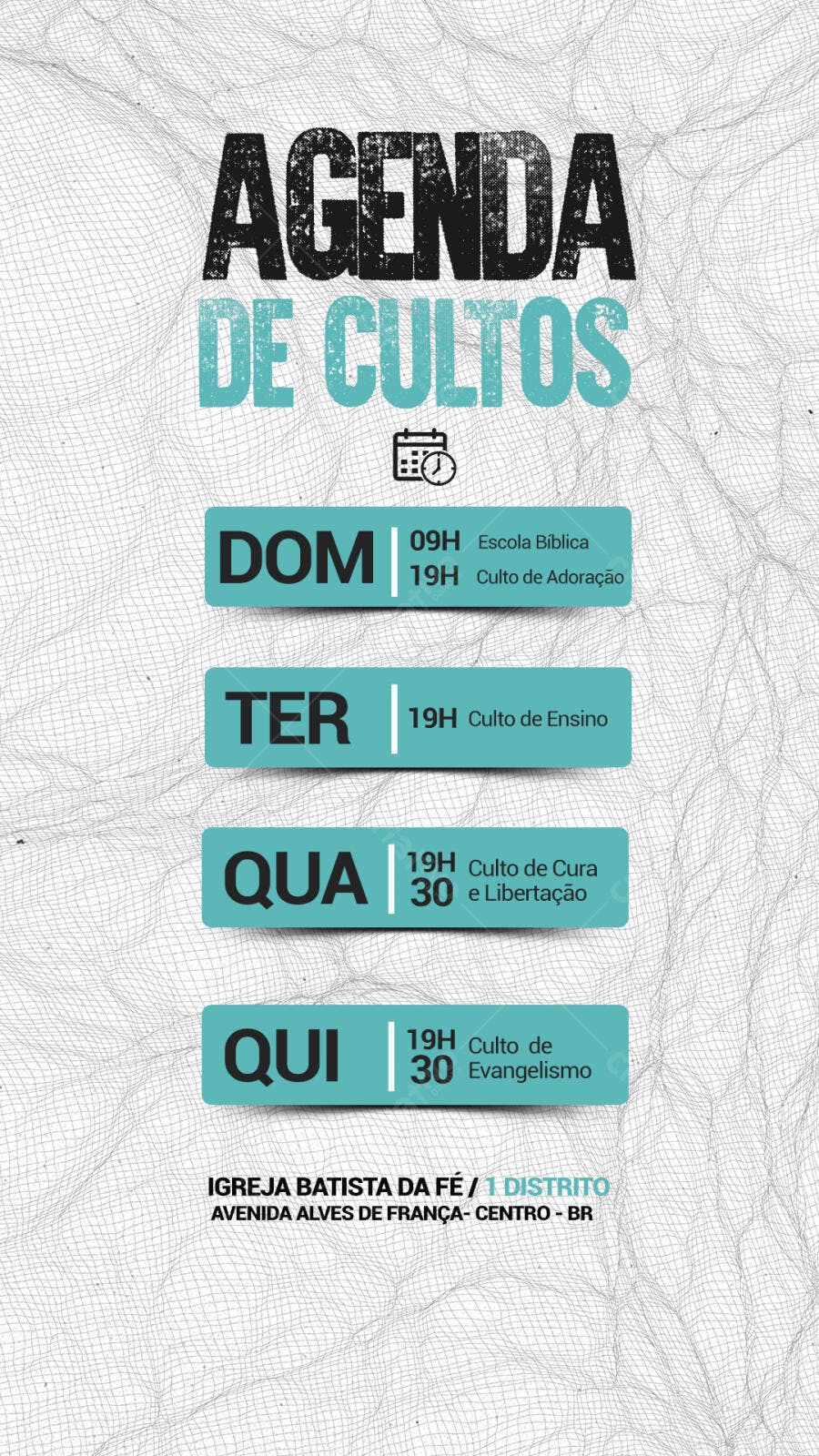 Flyer Agenda de Cultos Igreja PSD Editável