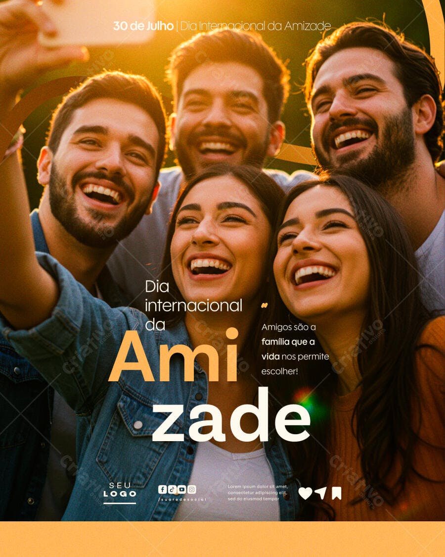 Flyer Dia Internacional da Amizade 30 de Julho PSD Editável
