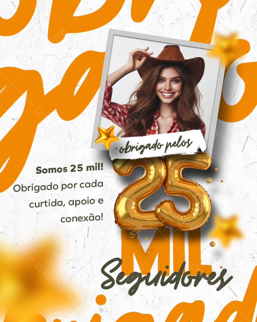 Flyer Agradecimento 25 Mil Seguidores PSD Editável