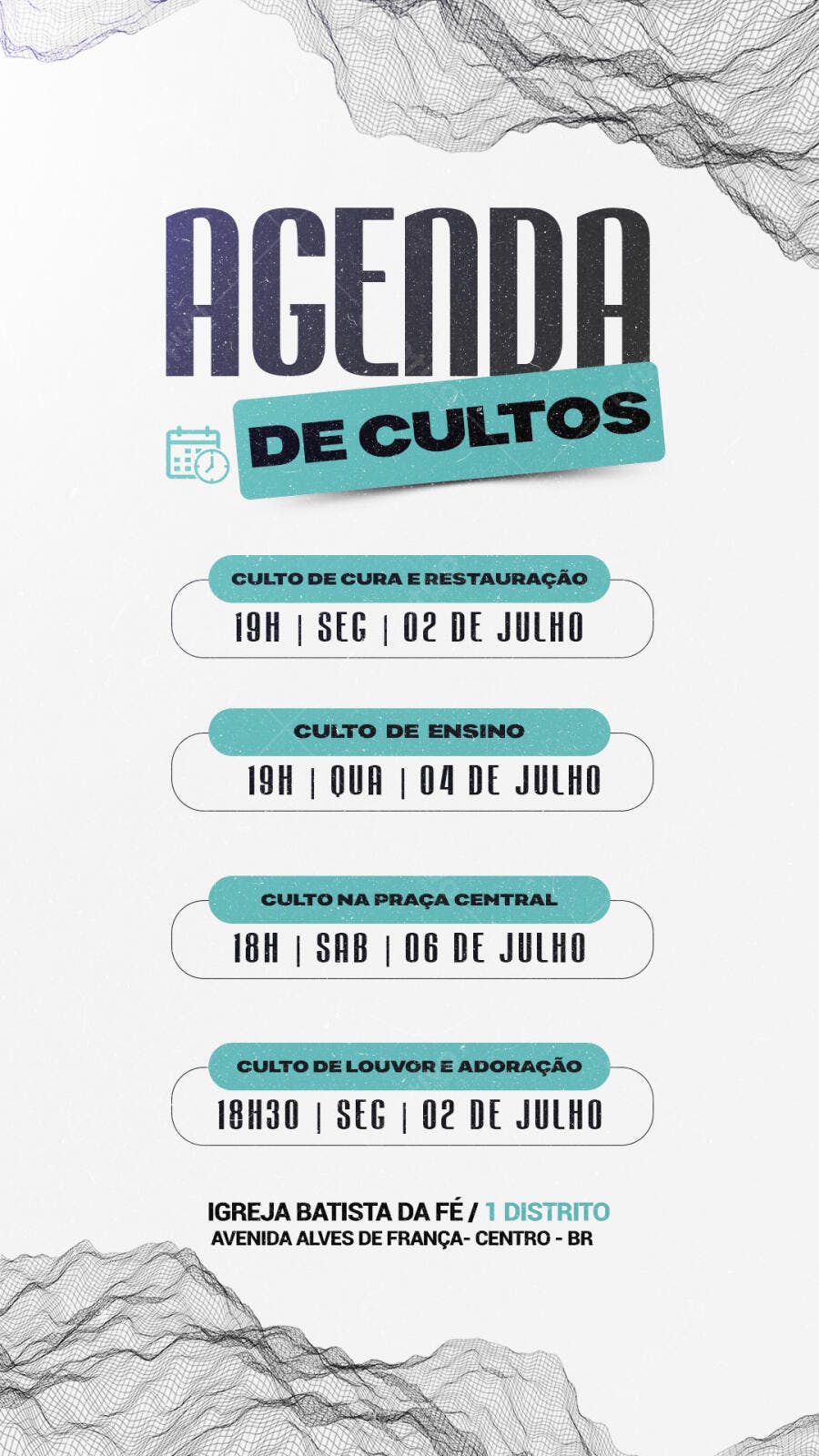 Flyer Agenda de Cultos Igreja PSD Editável