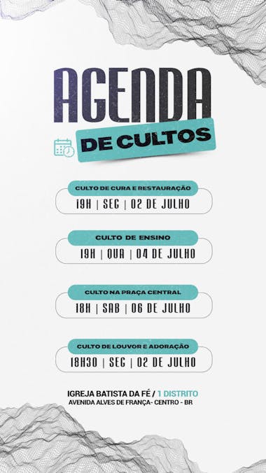 agenda semanal culto da igreja - 04