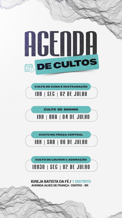 agenda semanal culto da igreja - 04