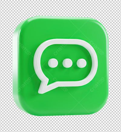 Botão Verde Mensagem Texto Renderizado em 3D