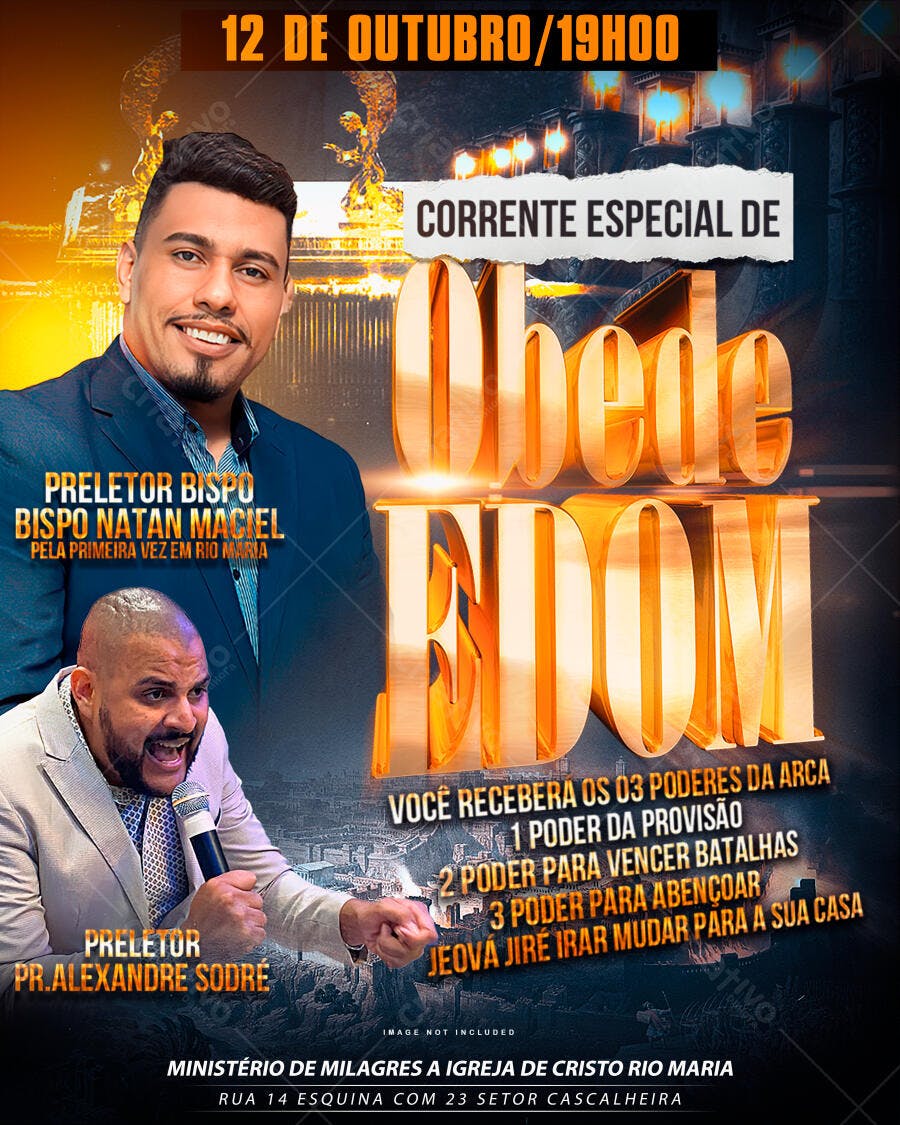 Flyer Evento Igreja 12 de Outubro PSD Editável
