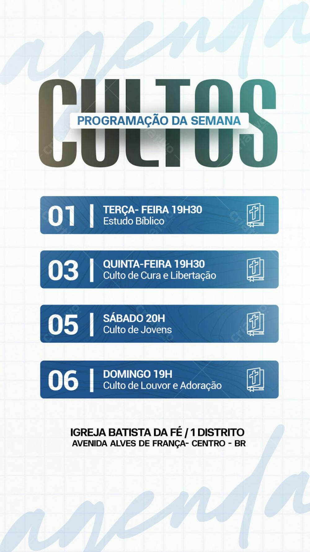 agenda semanal culto da igreja - 05